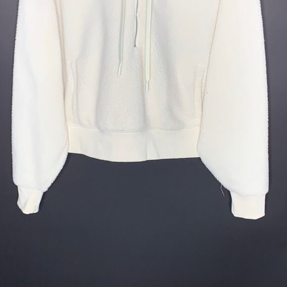 Club Monaco L Womens Fuzzy Fleece Cream Hoodie Sweatshirt - Picture 5 of 9